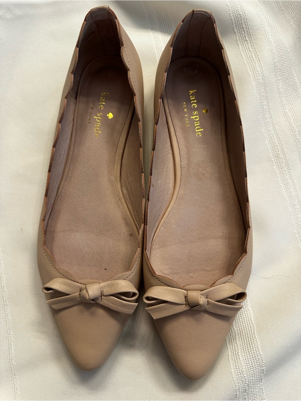 kate spade Pale Pink Pointed-Toe Bow Flats